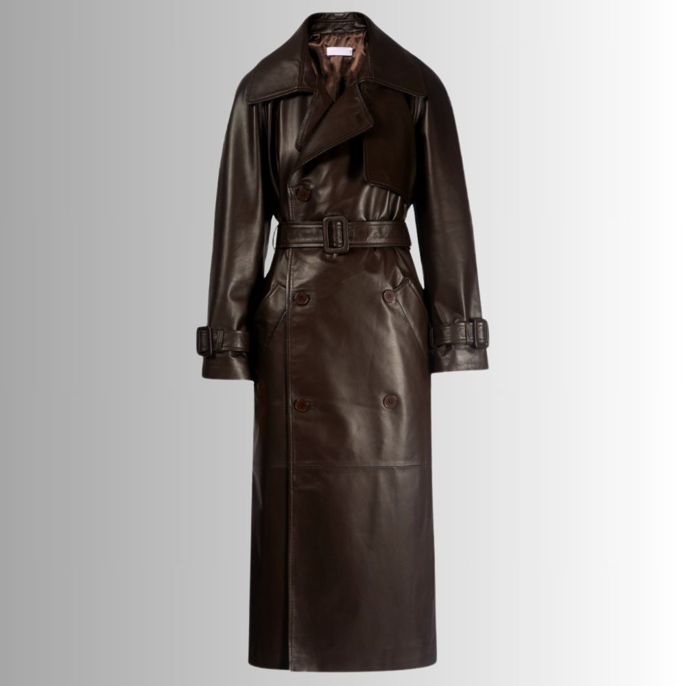 Manteau Cuir Marron Femme – Trench en Cuir d'Agneau
