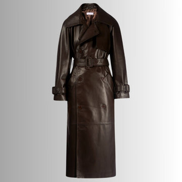 Manteau Cuir Marron Femme – Trench en Cuir d'Agneau