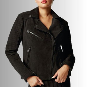 Perfecto Daim Femme Noir - Style Motard