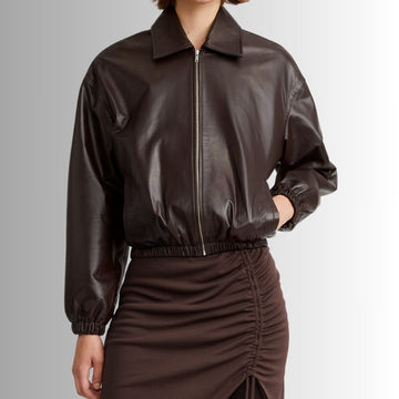 Blouson Cuir Marron Femme - Rebelle