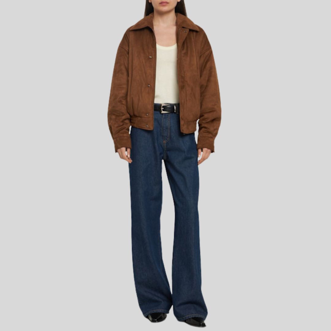 Hazel Fall – Blouson Femme en Daim de Chèvre Marron