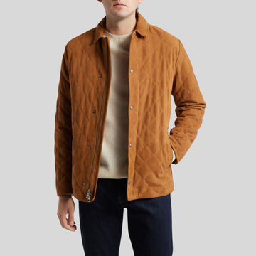 Terra Lux – Blouson Homme en Daim Marron Matelassé
