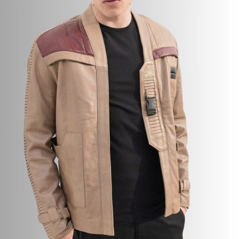 Beige Révolte – Veste cuir homme style rebelle – Détails contrastés