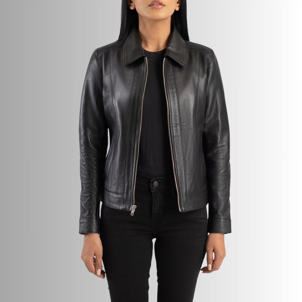 Veste Noir Cuir Femme - Classique