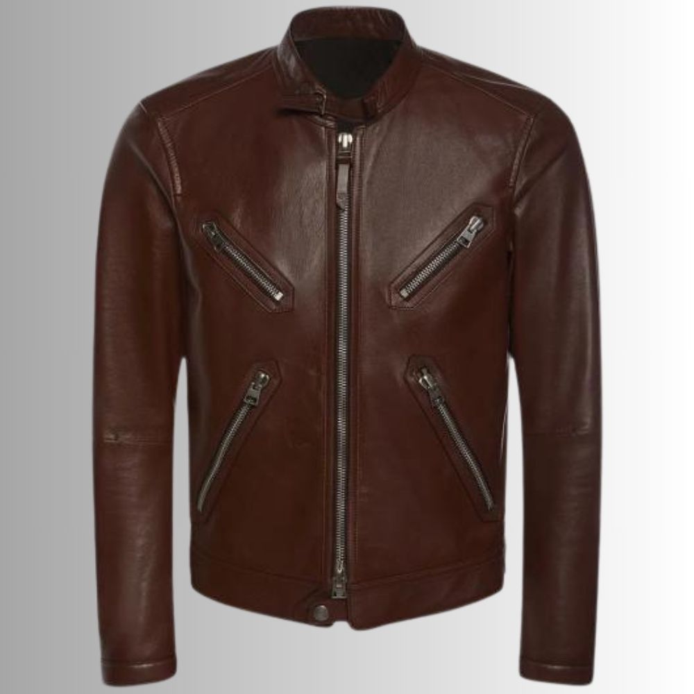 RustForge – Veste Cuir Homme Marron – Style Biker Zippé
