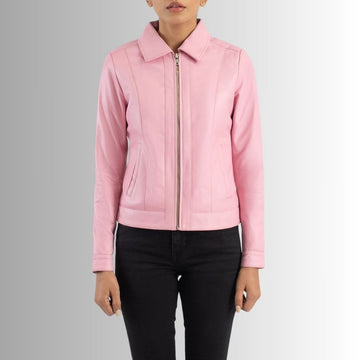 Veste En Cuir Rose - Classique