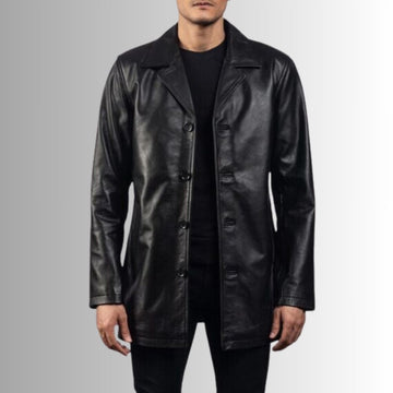 Manteau en cuir Homme - Noir