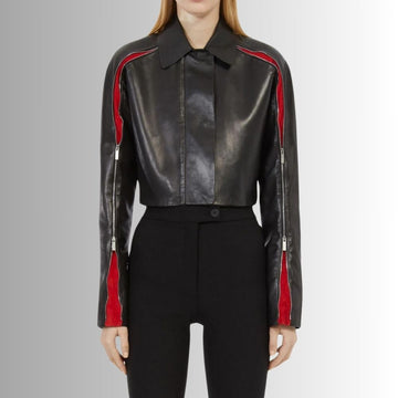Veste Courte Noire Femme - Noir &amp; Rouge