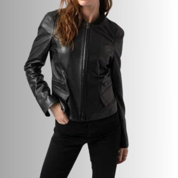 Veste Cuir Noir Femme - Style motard