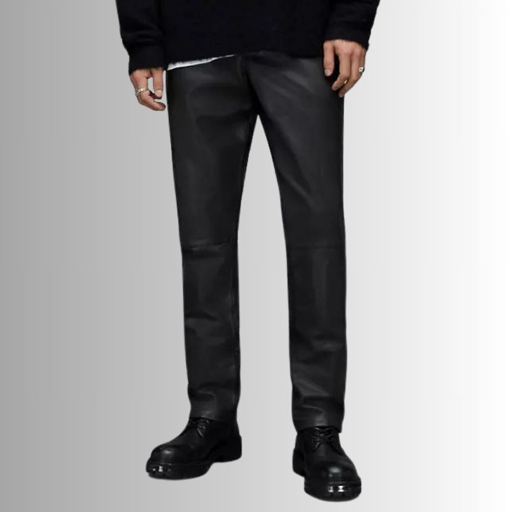 Pantalon en cuir noir homme