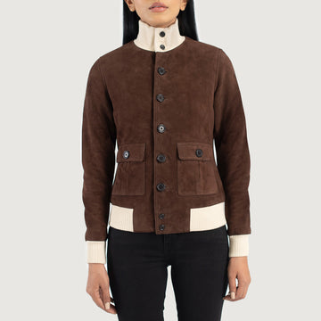 Blouson Daim Marron Femme