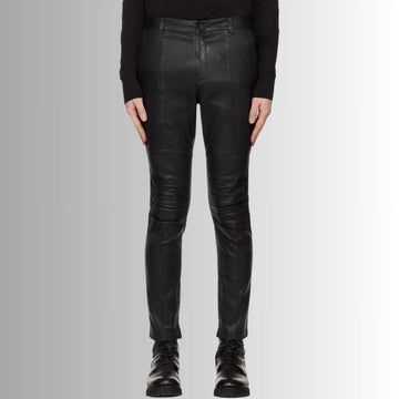 Pantalon En Cuir Moto Homme - Noir