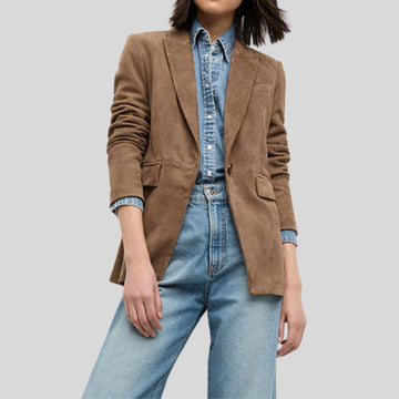 Blazer Camel Femme Daim