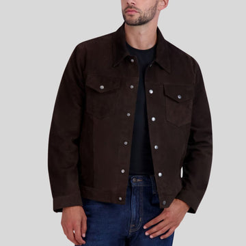 Mocha Ridge – Veste De Camionneur En Daim Marron Foncé pour Homme