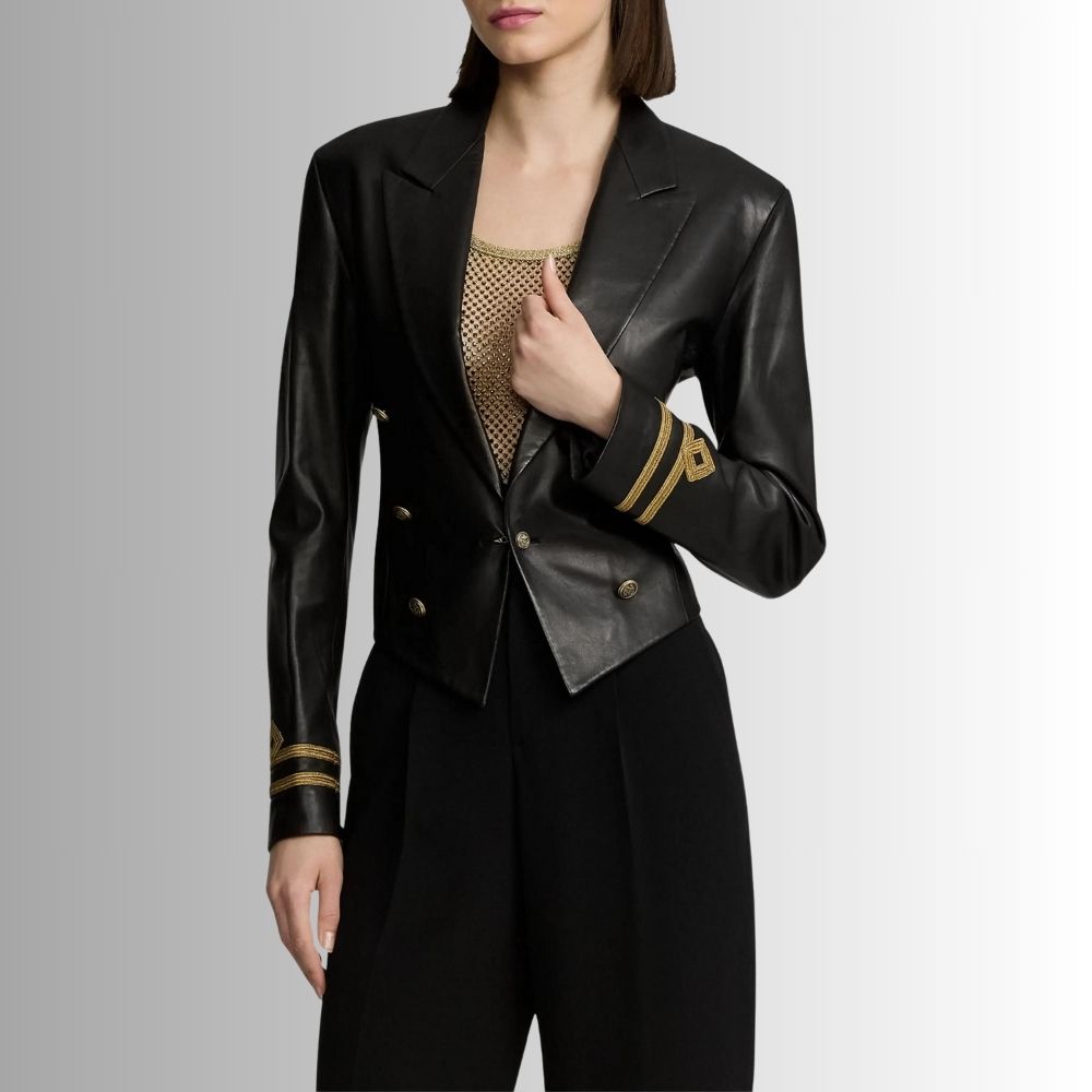 Veste Blazer Cuir Femme - Noir