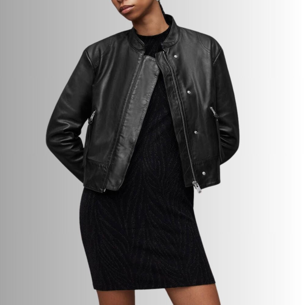 Veste Cuir Agneau Femme - Noir