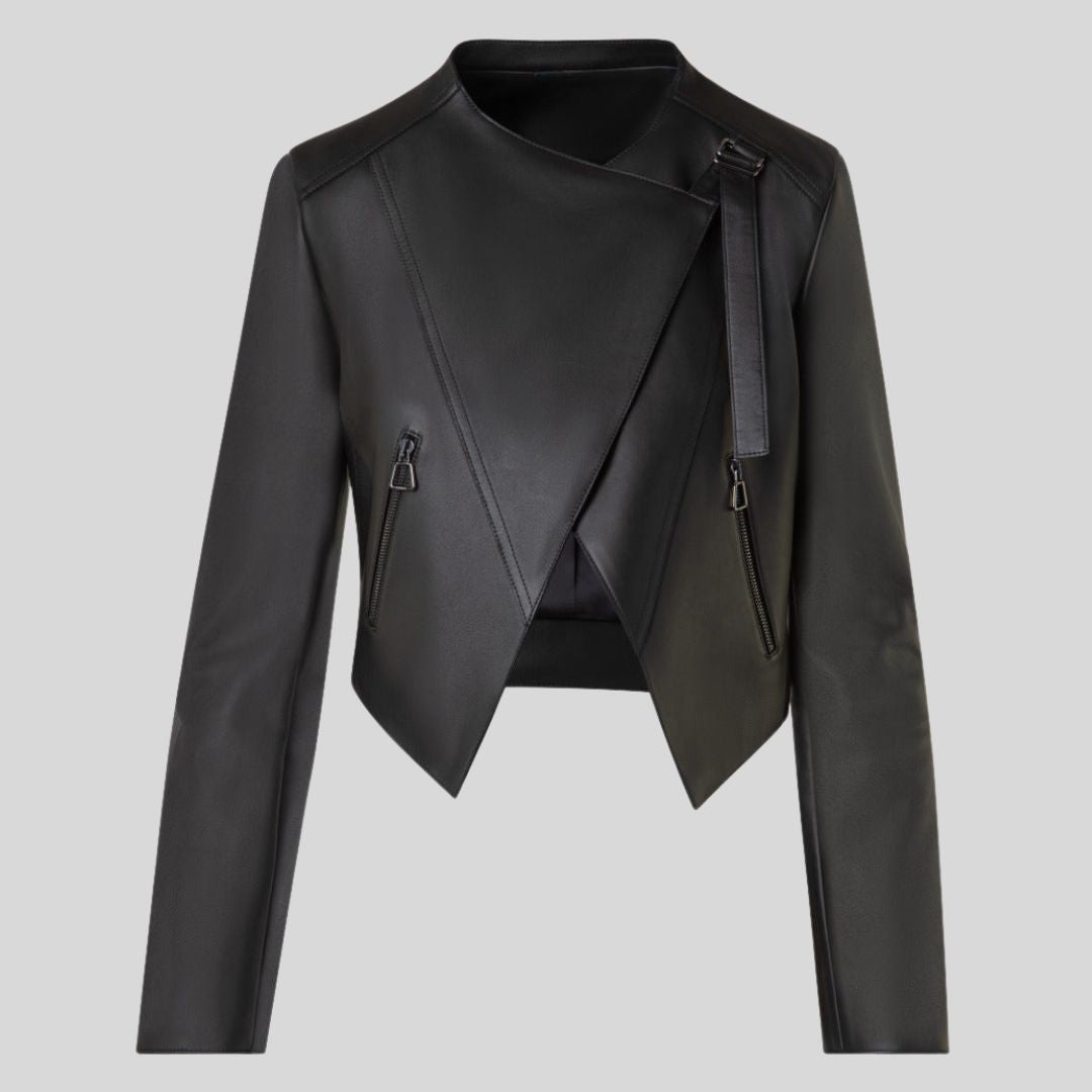 Perfecto Asymétrique Femme en Cuir Noir Véritable