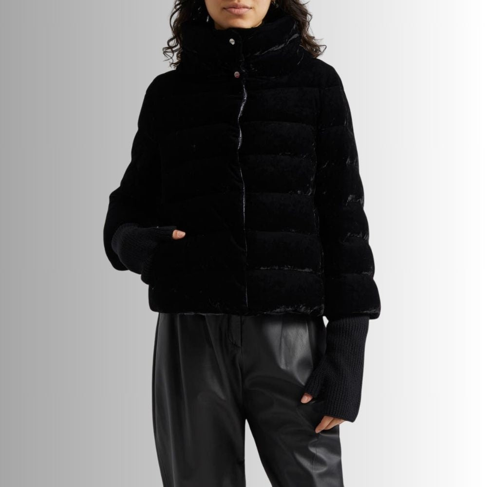 Doudoune Velours Femme Noire – Matelassée Hiver Chic