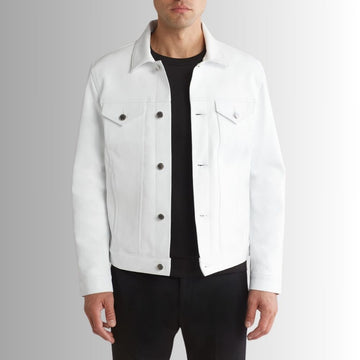 Blanc Camionneur – Veste cuir homme blanche – Style trucker moderne