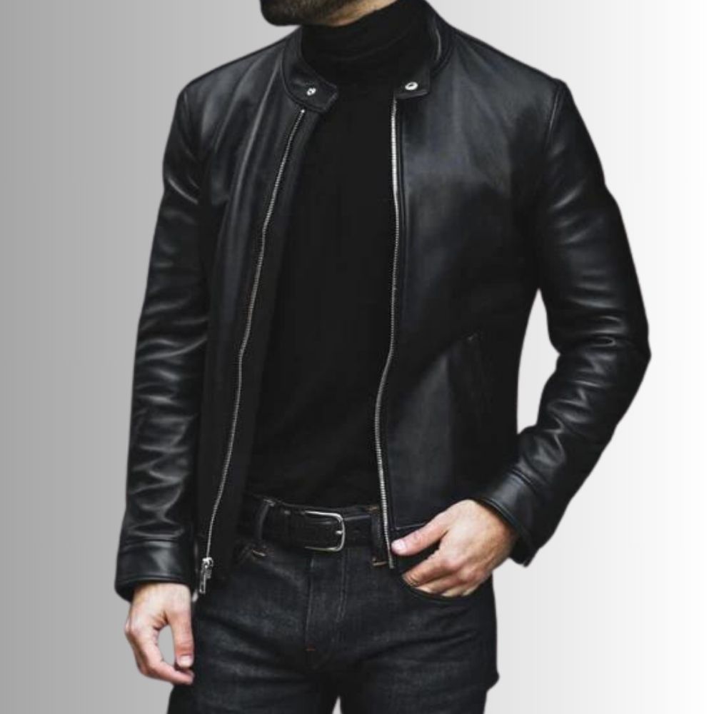 Zippé Noir – Blouson cuir noir homme – Fermeture éclair moderne