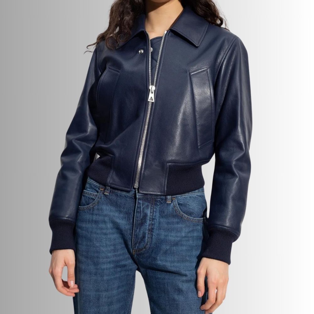 Veste Cuir Bleu Femme - Royale