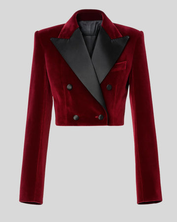 Margot Blazer Femme Velours Bordeaux