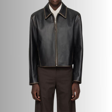 Noir Fade – Veste Cuir Noire Homme – Finition Délavée Luxe