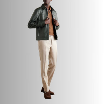 Vert Absolu – Veste en cuir vert homme – Élégance intemporelle