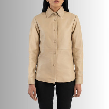 Veste Cuir Beige Femme - Style de Chemise