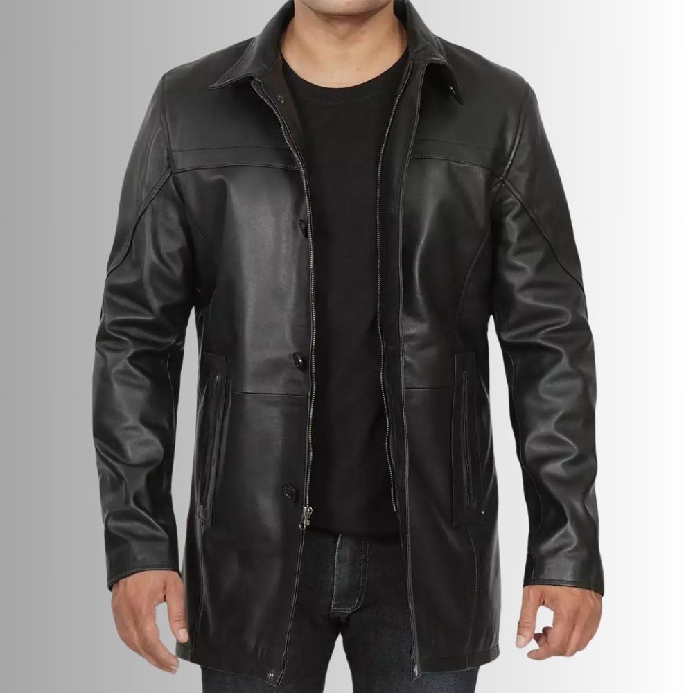 Manteau Cuir Noir Homme - Style Sportif