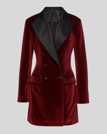 Laura Blazer Smoking Femme Velours Bordeaux