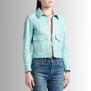 Veste En Cuir De Veau Femme - Mer Bleue