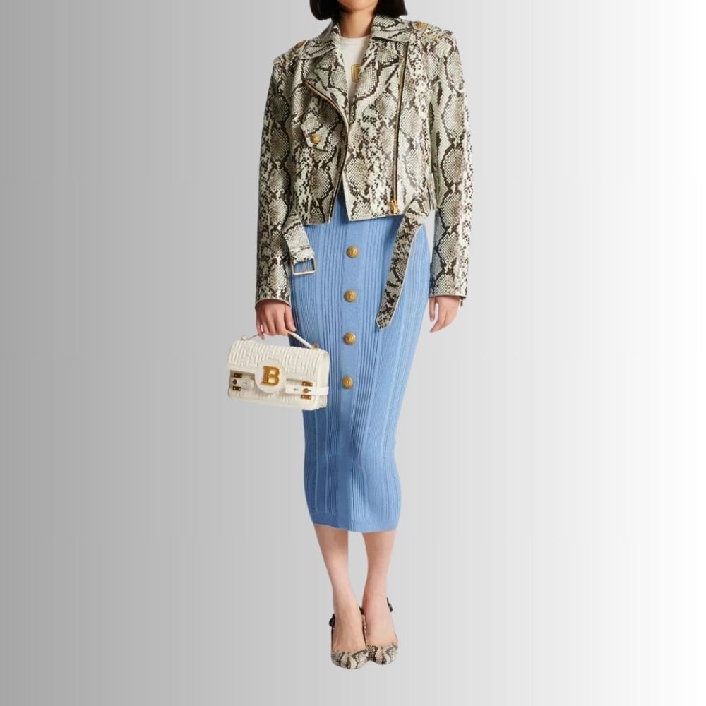 Blouson En Cuir Court Femme - Python