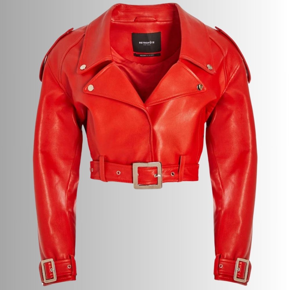 Perfecto Cuir Femme Rouge - Tondue