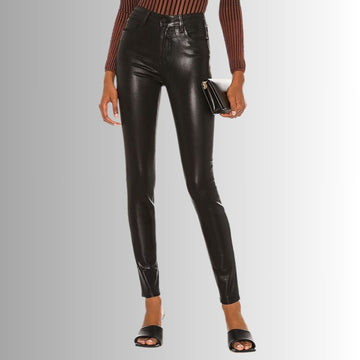Pantalon En Cuir Noir Femme - Grande Hauteur