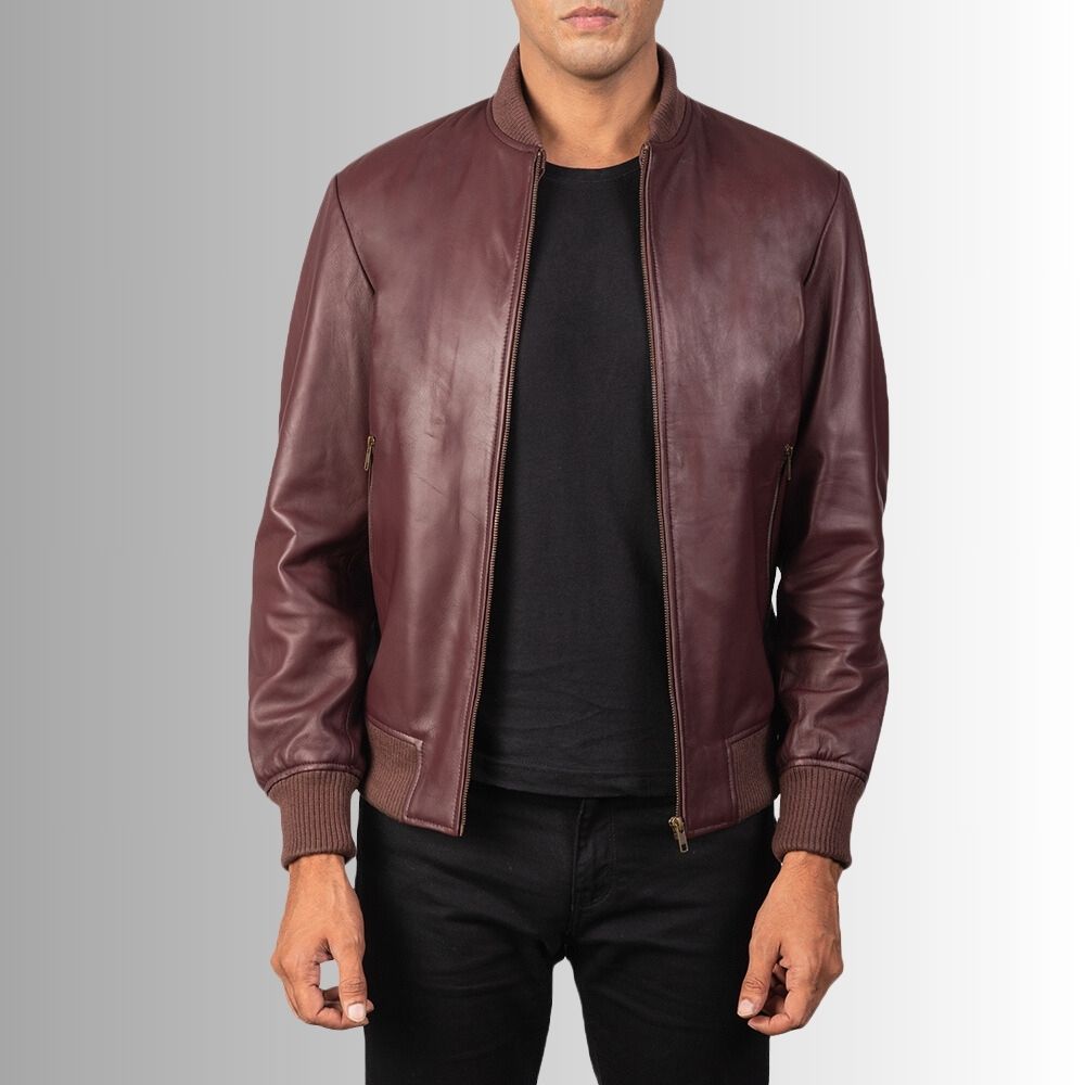 Bordeaux Noble – Veste cuir homme à zip – Finition premium