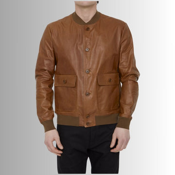 Cognac Bomber – Veste Cuir Homme Marron Style Bombardier Classique