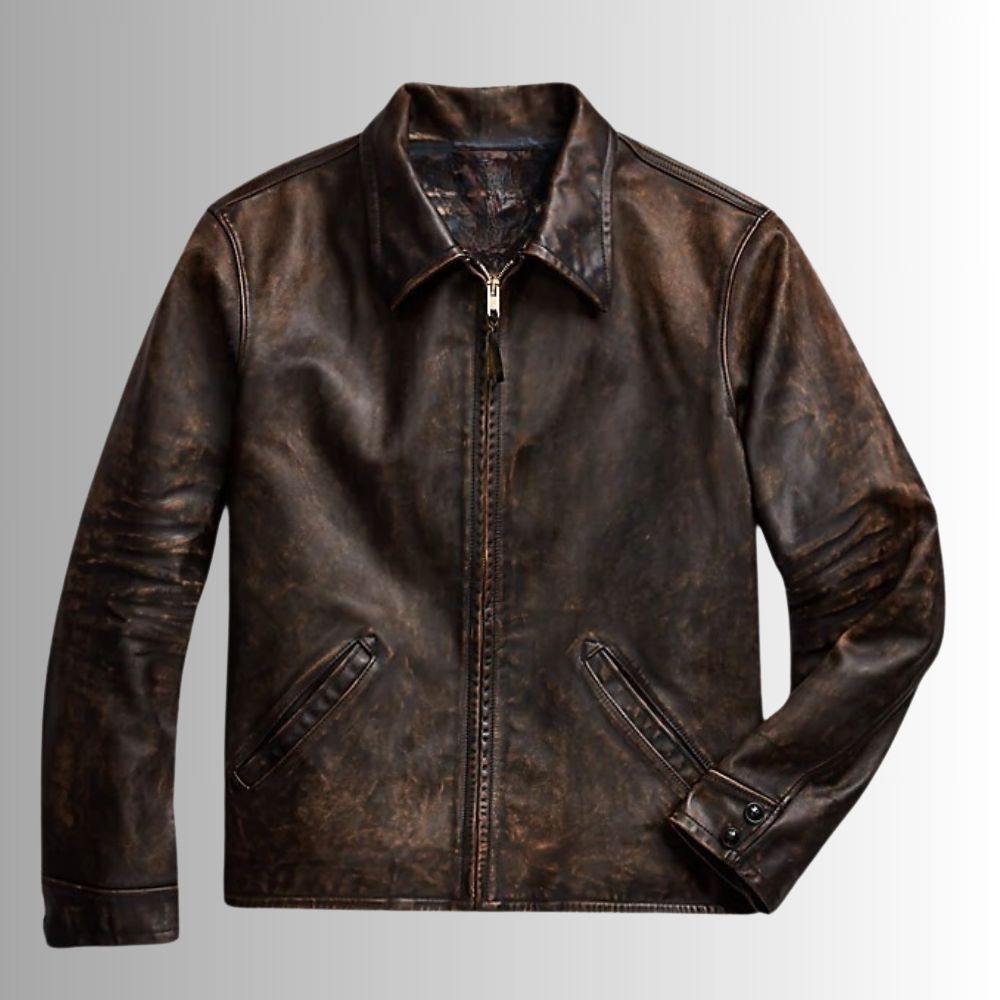 Rust Forge – Veste Cuir Vieilli Homme – Blouson Vintage Pleine Fleur