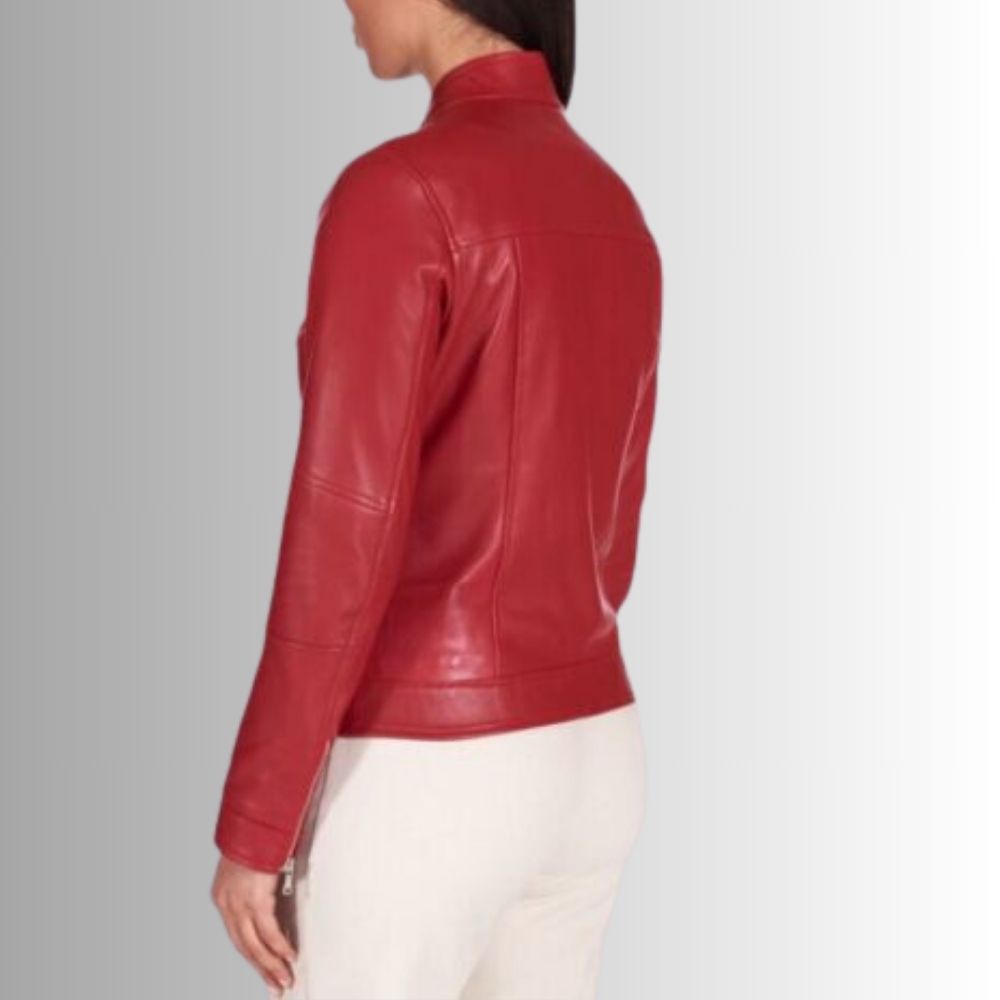 Blouson Cuir Rouge Femme - Cuir d'agneau Nappa