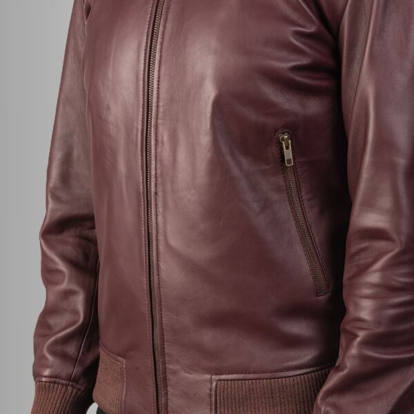 Bordeaux Noble – Veste cuir homme à zip – Finition premium