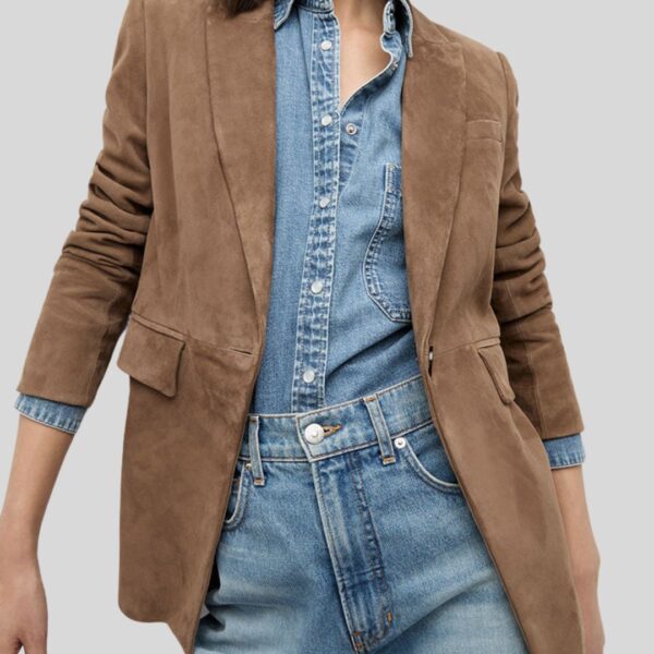 Blazer Camel Femme Daim