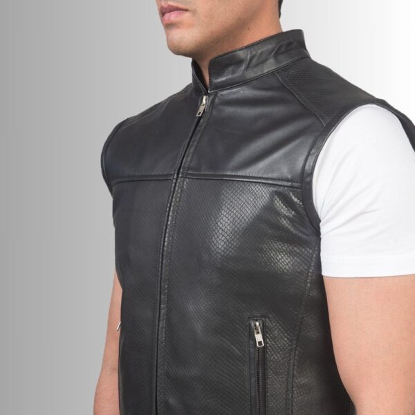 Gilet Cuir Noir Homme - Style Motard