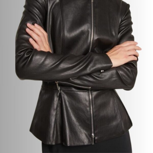 Veste 3/4 Cuir Femme en Noir