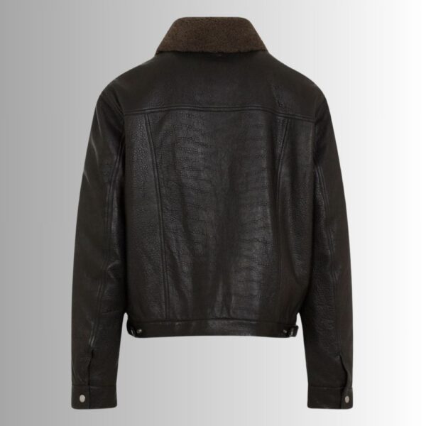 Noir Montana – Veste cuir homme col mouton – Look vintage hivernal