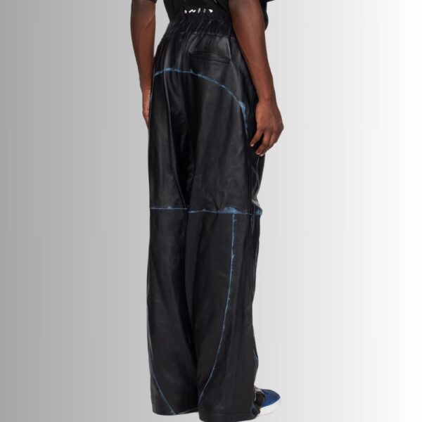 Pantalon Cargo En Cuir - Peint en Noir