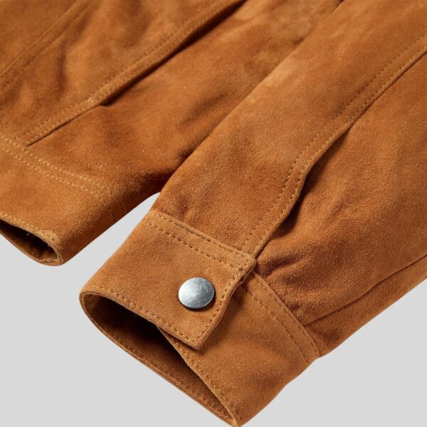 Caramel Peak – Veste En Daim Classique Homme Col Mouton