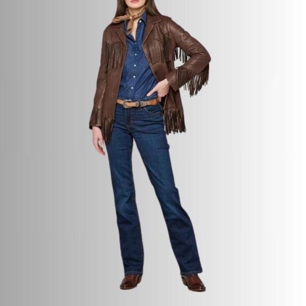 Veste Frange Femme - Marron