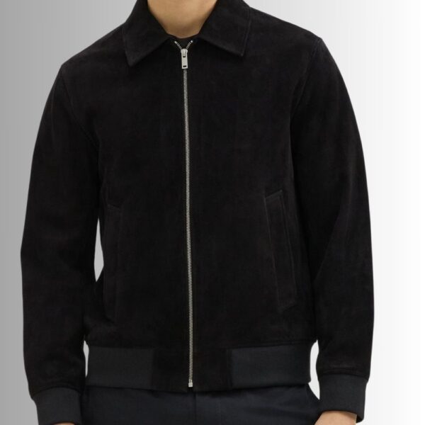 Veste Noir Daim Homme - Col Classique