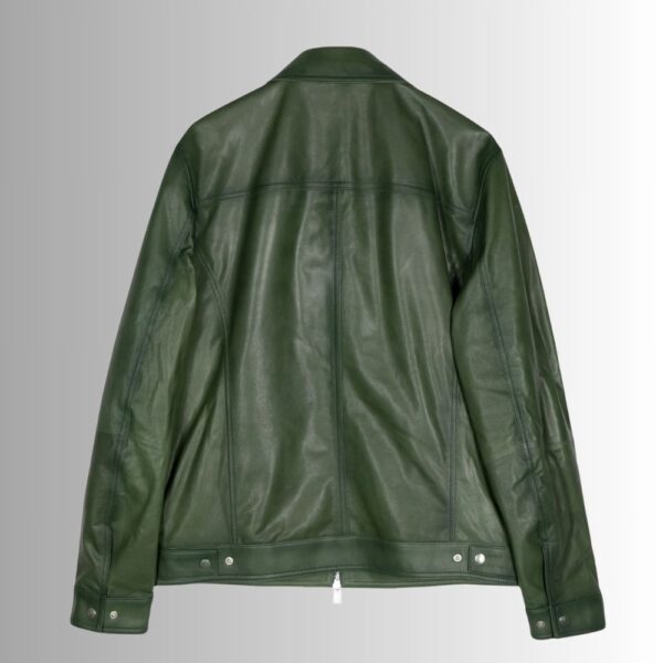 Vert Distingué – Veste cuir verte homme – Coupe droite moderne