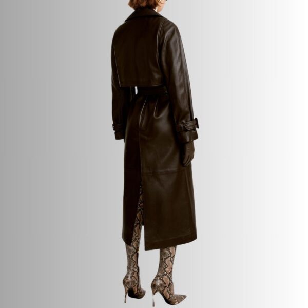 Manteau Cuir Marron Femme – Trench en Cuir d'Agneau